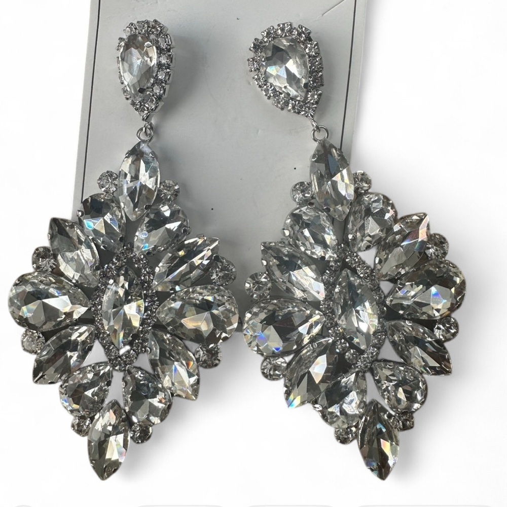 Elegant Silver Crystal Drop Earrings